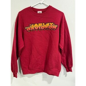 Harley-Davidson Sweatshirt Men's Medium Red Cotton Fleece Lined Graphic Pullover
